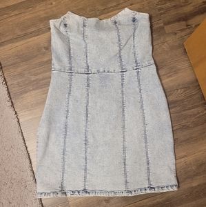 Lelis Denim Acid Wash Strapless Dress